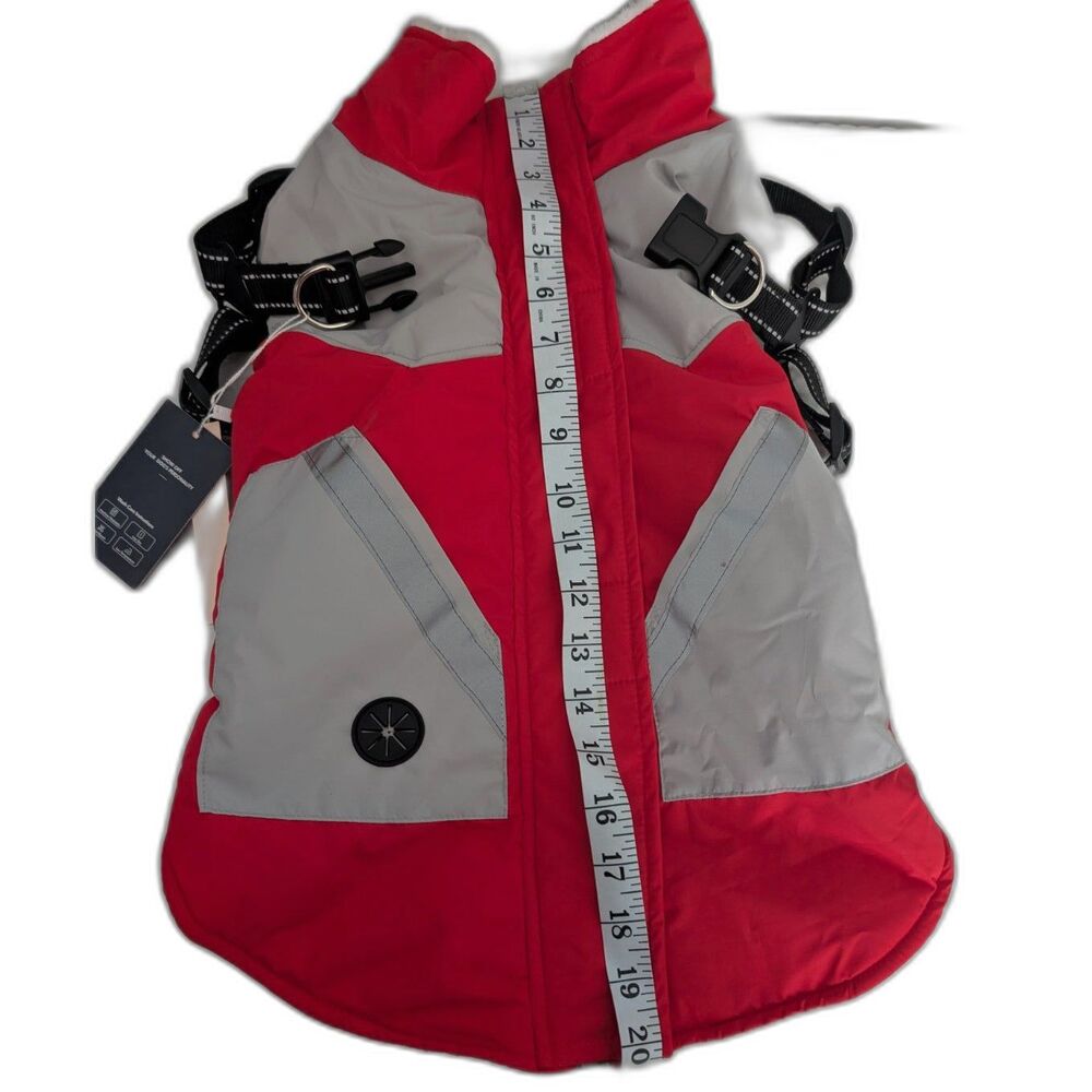 IECOii Winter Waterproof Dog Coat Red/Gray Size L - Picture 6 of 12